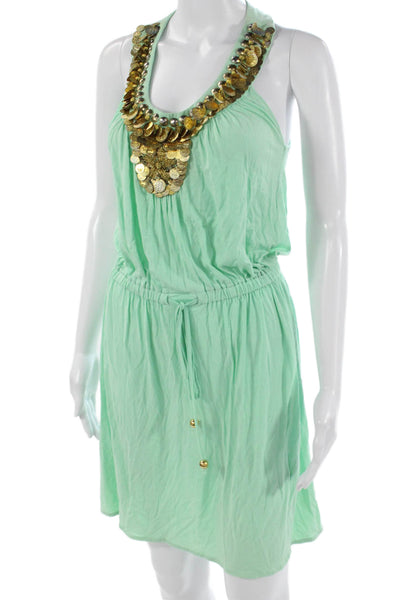 Milly Women Green Sleeveless Tank Dress Short Solid Size S