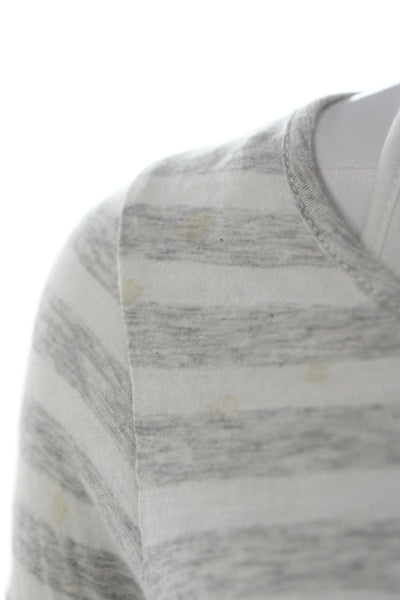 Vince Womens Basic Striped White Long Sleeve T Shirt 92% Pima Cotton Size XS