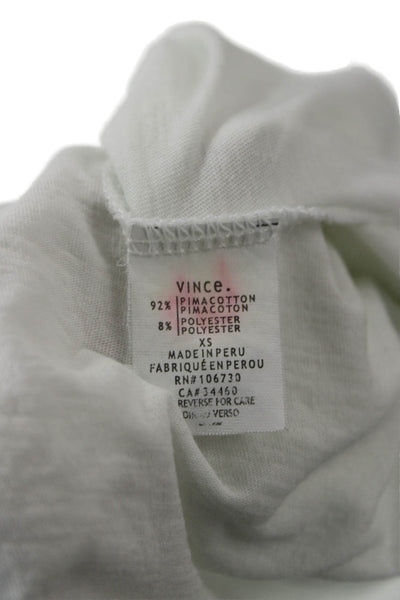 Vince Womens Basic Striped White Long Sleeve T Shirt 92% Pima Cotton Size XS