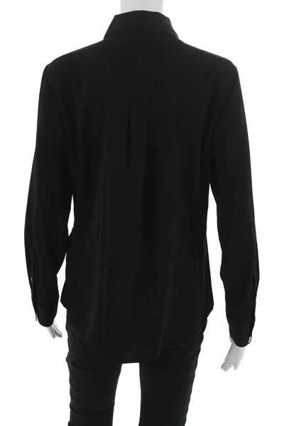 Banana Republic Women Basic Black Collared Long Sleeve Button-Up Size M