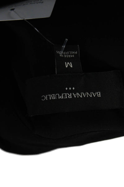 Banana Republic Women Basic Black Collared Long Sleeve Button-Up Size M