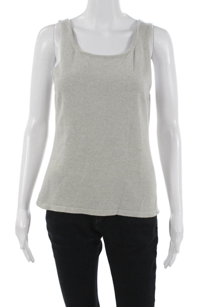 Rani Arabella Womens 100% Cashmere Square Neck Sleeveless Tank Gray Size L