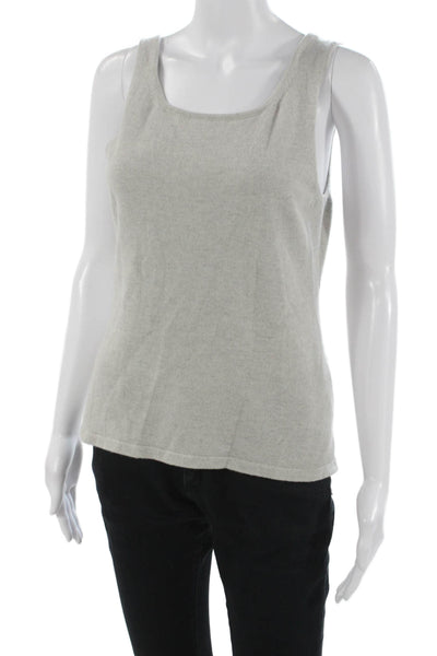 Rani Arabella Womens 100% Cashmere Square Neck Sleeveless Tank Gray Size L