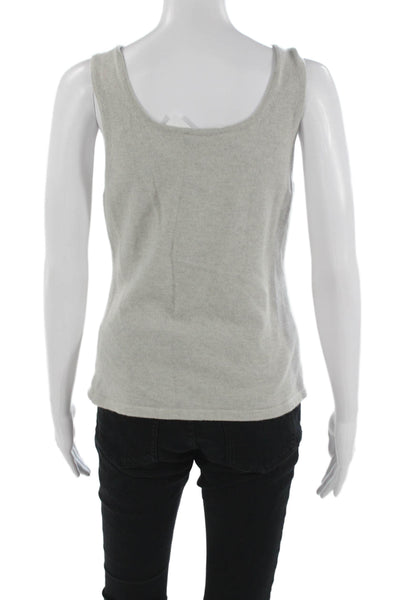 Rani Arabella Womens 100% Cashmere Square Neck Sleeveless Tank Gray Size L