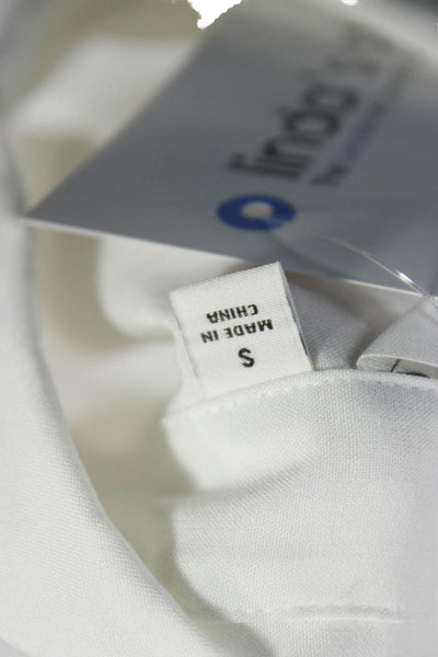 Uniqlo Women Basic Sleeveless Collared Button-Up White Rayon Blend Top Size S