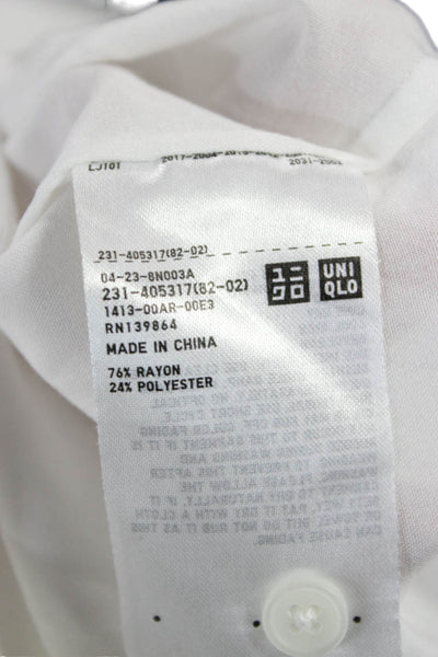 Uniqlo Women Basic Sleeveless Collared Button-Up White Rayon Blend Top Size S