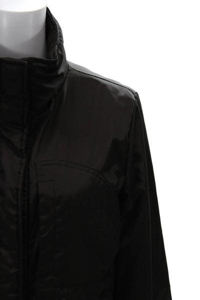 Michael Michael Kors Women Rain Coat Windbreaker Black High Neck Zip Size M