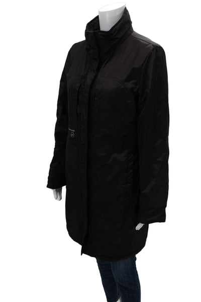 Michael Michael Kors Women Rain Coat Windbreaker Black High Neck Zip Size M