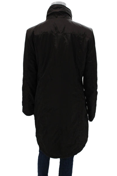 Michael Michael Kors Women Rain Coat Windbreaker Black High Neck Zip Size M