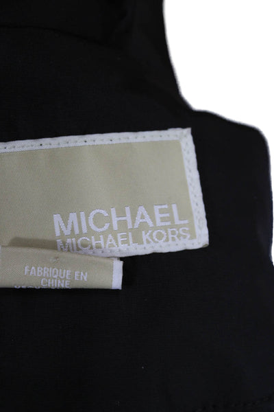 Michael Michael Kors Women Rain Coat Windbreaker Black High Neck Zip Size M