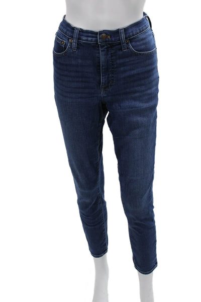 J Crew Women Skinny Ankle Jeans Dark Blue Button Mid Rise Size 27