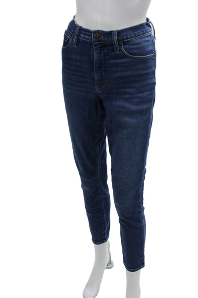 J Crew Women Skinny Ankle Jeans Dark Blue Button Mid Rise Size 27