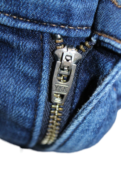 J Crew Women Skinny Ankle Jeans Dark Blue Button Mid Rise Size 27