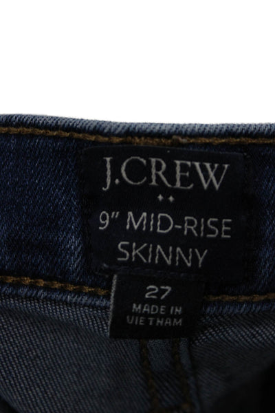 J Crew Women Skinny Ankle Jeans Dark Blue Button Mid Rise Size 27