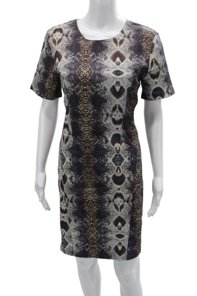 W118 By Walter Baker Women Sheath Dress Dark Blue Snake Print Knee Size L