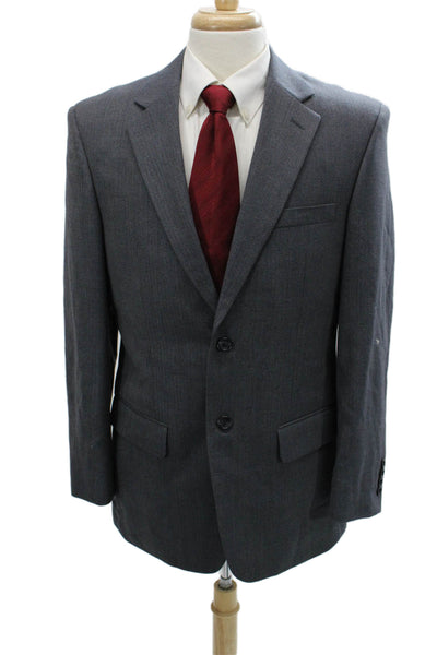 Joseph & Feiss Men's Dark Gray Herringbone Wool Suit Jacket Button Size 40