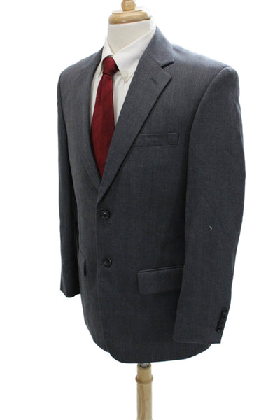 Joseph & Feiss Men's Dark Gray Herringbone Wool Suit Jacket Button Size 40