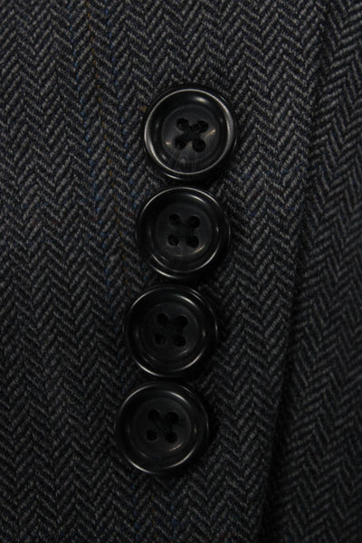 Joseph & Feiss Men's Dark Gray Herringbone Wool Suit Jacket Button Size 40