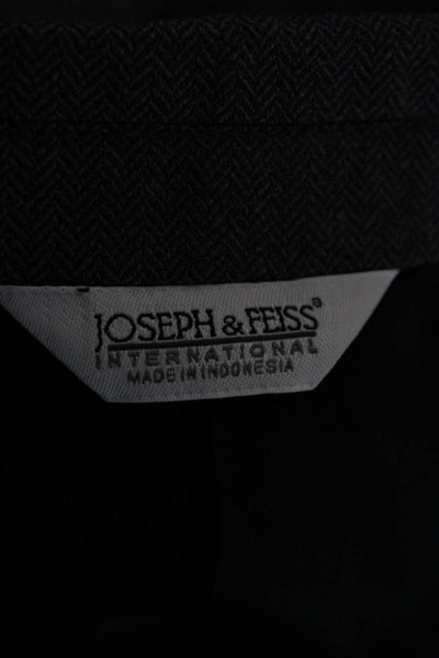Joseph & Feiss Men's Dark Gray Herringbone Wool Suit Jacket Button Size 40