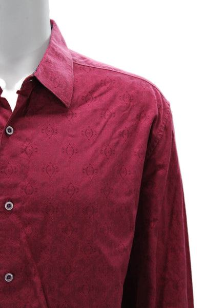 Robert Graham Mens Cotton Brocade Button Down Shirt Pink Size 3X