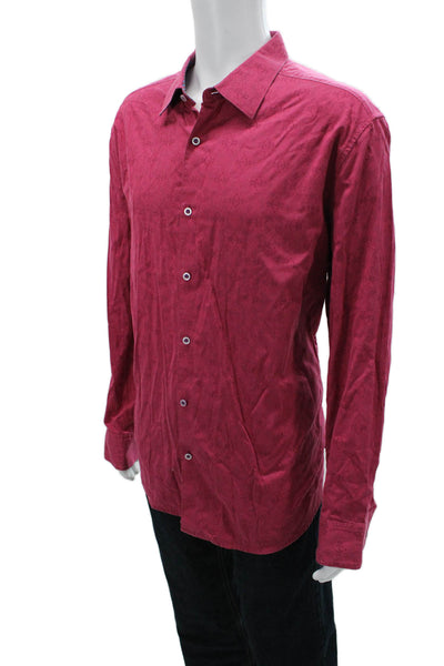 Robert Graham Mens Cotton Brocade Button Down Shirt Pink Size 3X