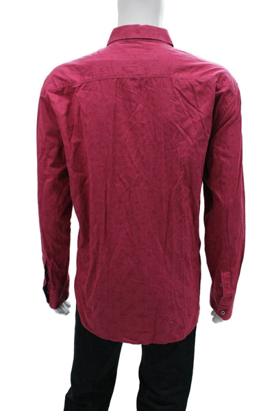 Robert Graham Mens Cotton Brocade Button Down Shirt Pink Size 3X