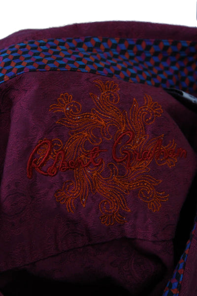 Robert Graham Mens Cotton Brocade Button Down Shirt Pink Size 3X