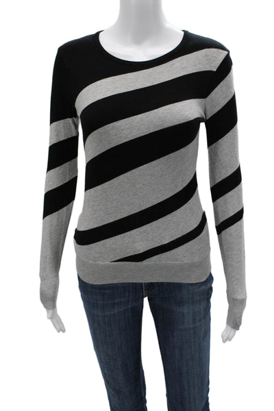 philosophy Women Pullover Striped Black Round Neck Long Sleeve Sweater Size XS