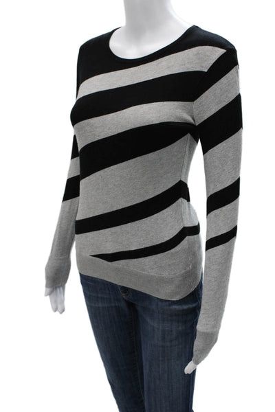 philosophy Women Pullover Striped Black Round Neck Long Sleeve Sweater Size XS