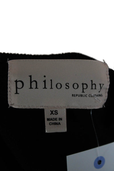 philosophy Women Pullover Striped Black Round Neck Long Sleeve Sweater Size XS
