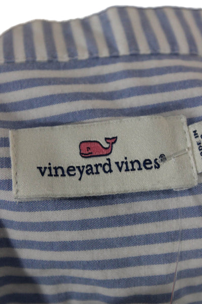 Vineyard Vines Womens Tunic Blouse Light Blue Striped 3/4 Sleeve Tie Size XS