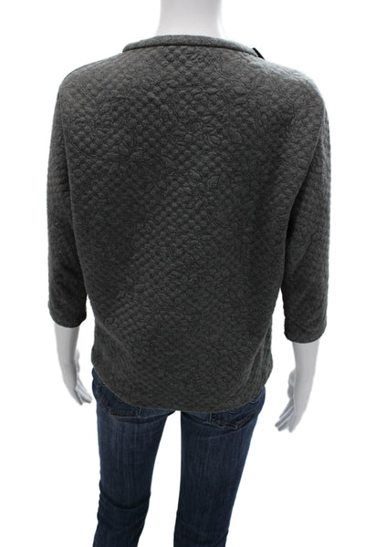 Carolina Herrera Women Pullover Tie Neck Dark Gray 3/4 Sleeve Size XS