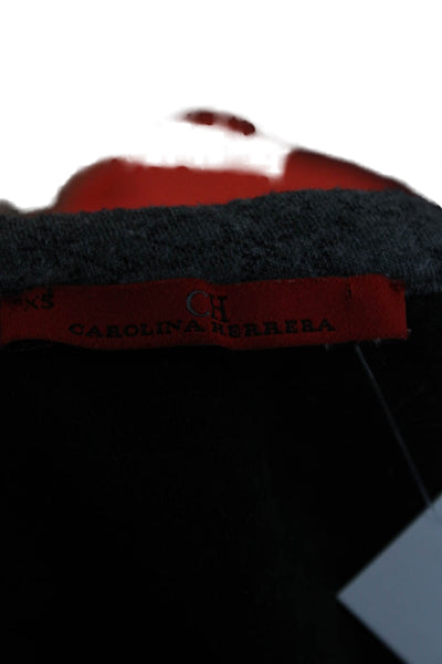 Carolina Herrera Women Pullover Tie Neck Dark Gray 3/4 Sleeve Size XS