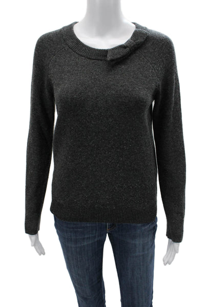 Kate Spade Womens Dark Gray 100% Wool Crew Neck Pullover Sweater Size 2XS