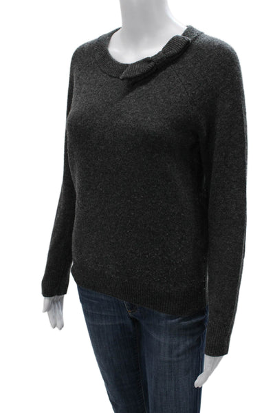 Kate Spade Womens Dark Gray 100% Wool Crew Neck Pullover Sweater Size 2XS