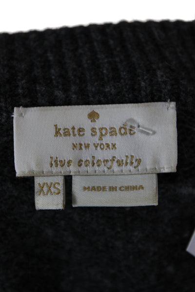 Kate Spade Womens Dark Gray 100% Wool Crew Neck Pullover Sweater Size 2XS
