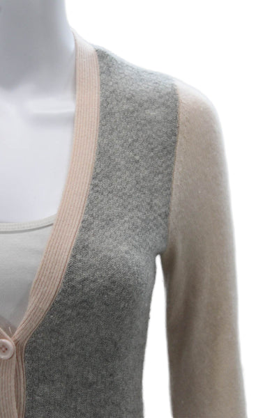 C by Bloomingdales Womens Cashmere Cardigan Gray V-Neck Button Size XS