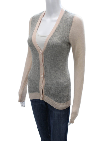 C by Bloomingdales Womens Cashmere Cardigan Gray V-Neck Button Size XS