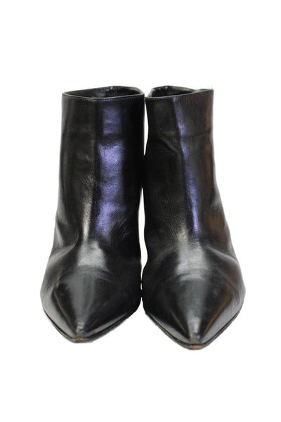 Gianvito Rossi Womens Leather Pointed Toe Ankle Boots Black Size 11.5