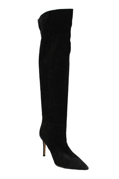 Gianvito Rossi Womens Suede Pointed Toe Heeled Knee High Boots Black Size 11