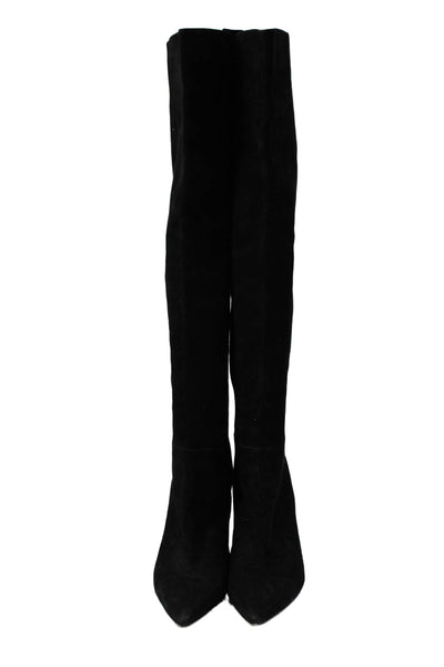 Gianvito Rossi Womens Suede Pointed Toe Heeled Knee High Boots Black Size 11