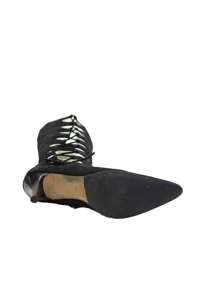 Giuseppe Zanotti Design Womens Suede Lace-Up Knee-High Boots Black Size 10