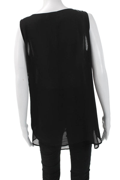 Neiman Marcus Women Black Geometric V-Neck Sleeveless Tunic Polyester Size L
