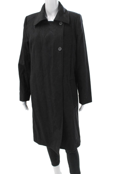 Everlane Womens Overcoat Black Wool Cashmere Button Collared Size L