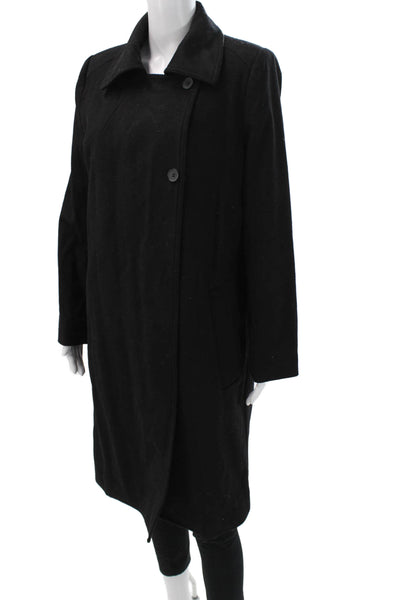 Everlane Womens Overcoat Black Wool Cashmere Button Collared Size L