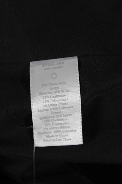 Everlane Womens Overcoat Black Wool Cashmere Button Collared Size L