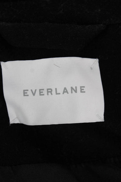 Everlane Womens Overcoat Black Wool Cashmere Button Collared Size L