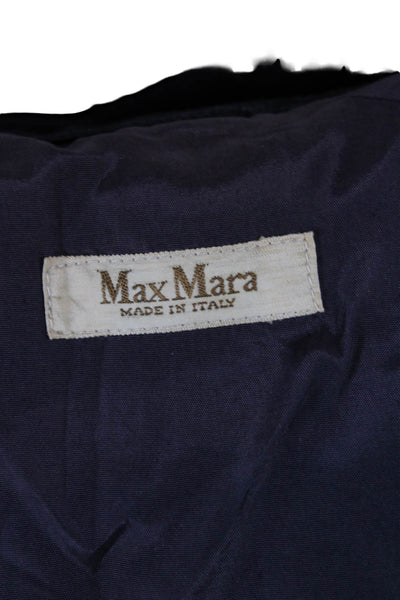 Max Mara Women Overcoat Black Wool Blend Collared Tie Long Sleeve Size M