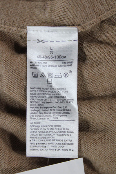 Banana Republic Mens Tan Merino Crewneck Pullover Sweater Size L