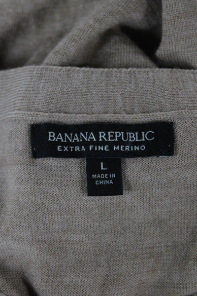 Banana Republic Mens Tan Merino Crewneck Pullover Sweater Size L